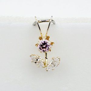 10K Yellow Gold CZ Flower Pendant